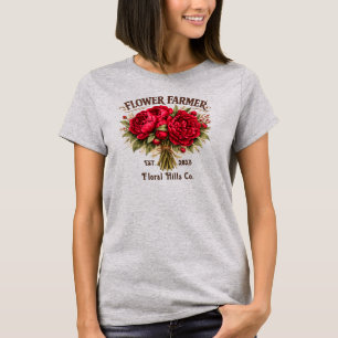 T-shirt Fleur Fleuriste Bouquet de Pivoine Vintage Personn