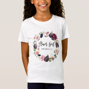 T-Shirt Fleur florale rose, bordeaux et figues