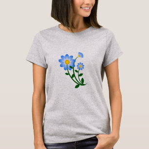 T-Shirt Fleur Flore Bleu Cute