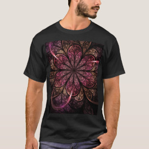 T-shirt Fleur fractale : Fusion rose et or
