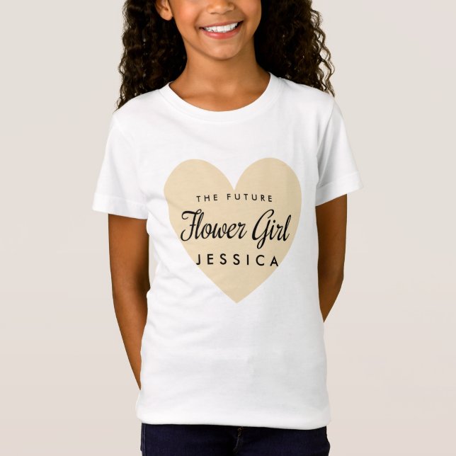 T-Shirt Fleur future Fille coeur beige pâle (Devant)