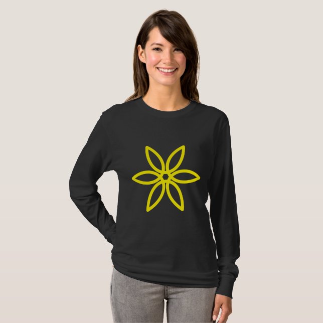 T-shirt Fleur géométrique 02 - Jaune (Devant entier)