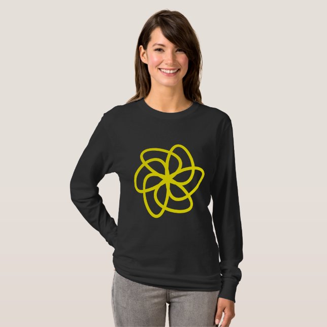 T-shirt Fleur géométrique 04 - Jaune (Devant entier)