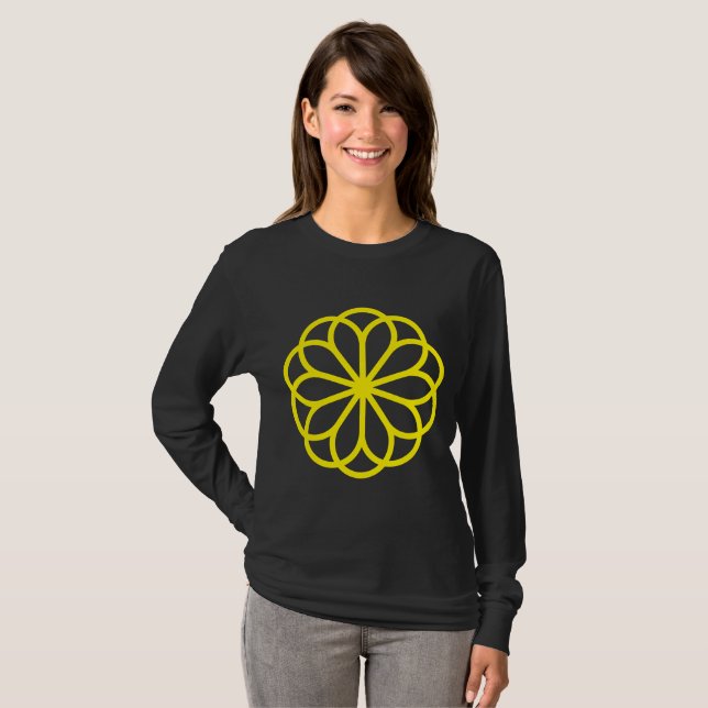 T-shirt Fleur géométrique 06 - Jaune (Devant entier)