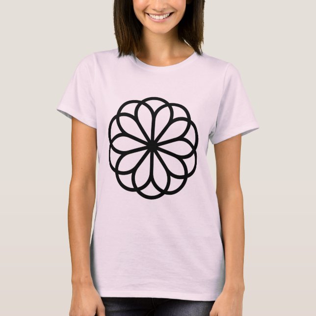 T-shirt Fleur géométrique 06 - Noir (Devant)