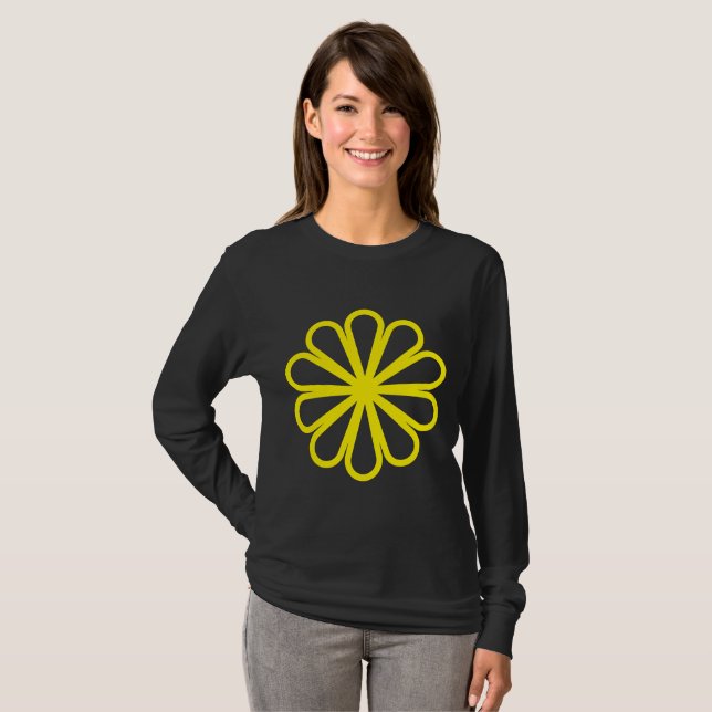 T-shirt Fleur géométrique 07 - Jaune (Devant entier)
