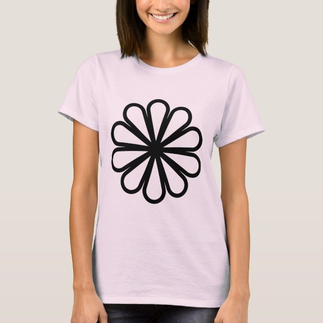 T-shirt Fleur géométrique 07 - Noir (Devant)
