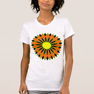 T-shirt Fleur géométrique orange Mandala - Customisé