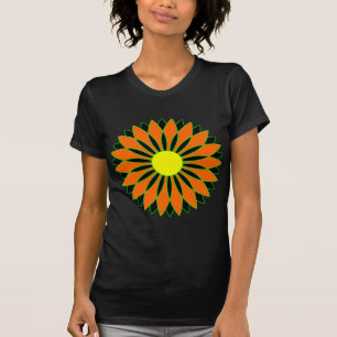 T-shirt Fleur géométrique orange Mandala - Customisé