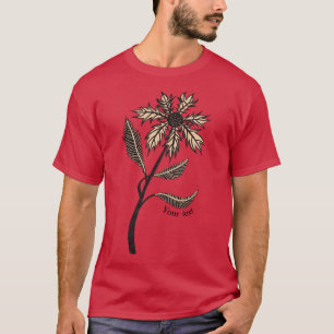 T-shirt Fleur gothique Retro Encre Vintage Rouge Texte noi