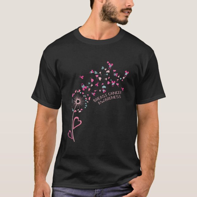 T-shirt Fleur He Ribbon Daisy Dandelion Cancer du sein Awa (Devant)