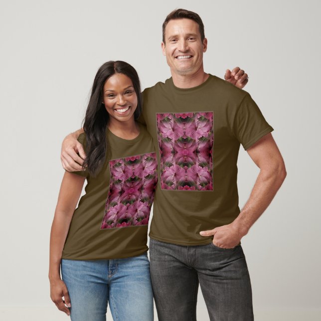 T-shirt Fleur Hibiscus rose Multiplié Vintage Abstrait (Unisexe)