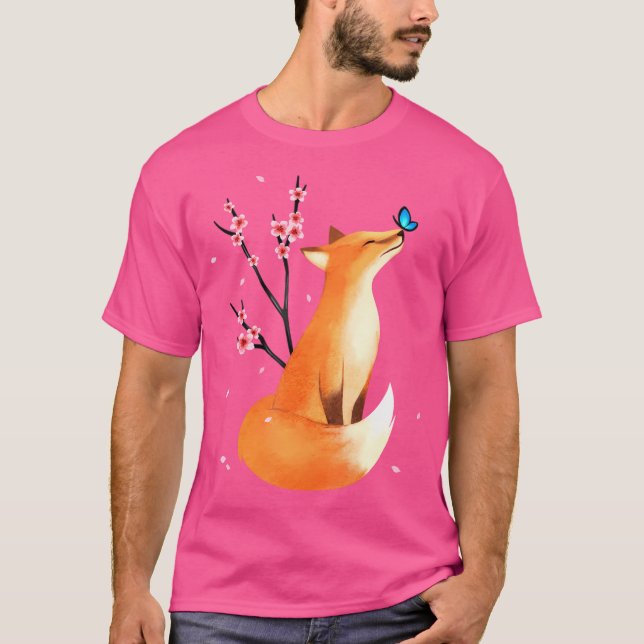 T-shirt Fleur japonaise de fleurs de cerisier Fox (Devant)