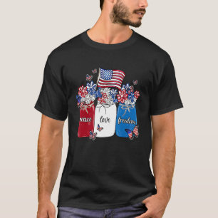 T-shirt Fleur Jar Usa Drapeau Paix Amour Liberté Patriotiq