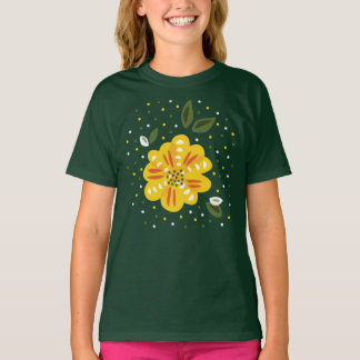 T-shirt Fleur jaune abstraite de primevère