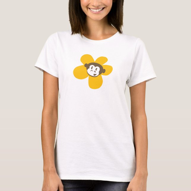 T-shirt Fleur jaune de singe avec la conception arrière (Devant)