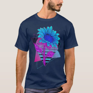 T-shirt Fleur Jaune Synthwave Rétro Vaporwave Su