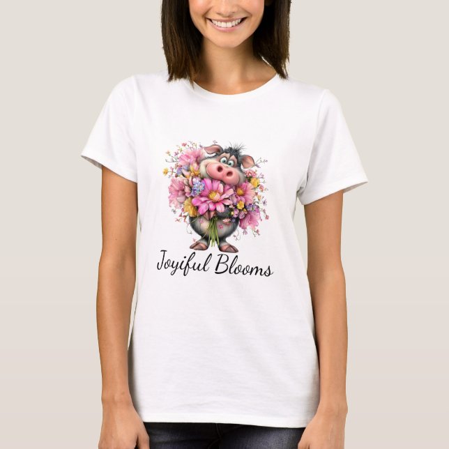 T-Shirt Fleur Joyiful Cochon Mignon (Devant)