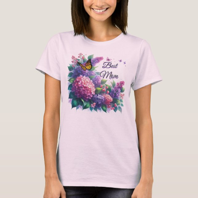 T-Shirt Fleur Lilacs Violets Meilleure Maman (Devant)