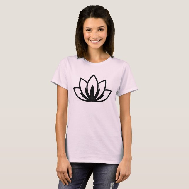 T-shirt Fleur Lotus de contour noir (Devant entier)