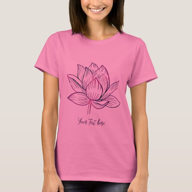 T-shirt Fleur Lotus Illustration violet foncé Personnalisé (Devant)