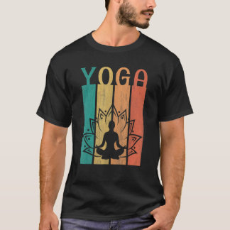T-shirt Fleur Lotus Rétro Méditant Yoga