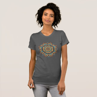 T-shirt Fleur Mandala complexe bleu et jaune