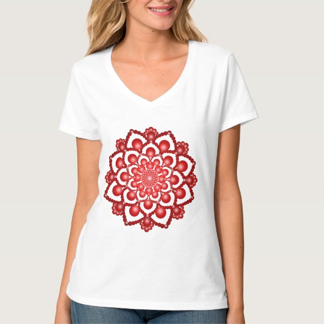 T-shirt Fleur Mandala Dot Rouge (Devant)