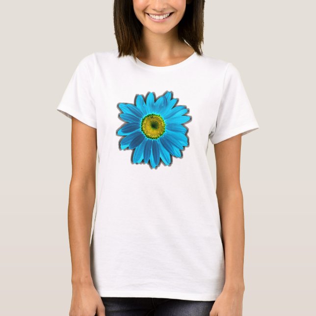 T-shirt Fleur marguerite avec pétales bleus (Devant)