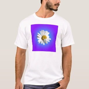 T-shirt Fleur marguerite blanche Flore pourpre Bleu Dégrad
