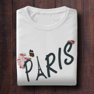 T-shirt Fleur marguerite rose de Paris et papillon