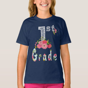 T-shirt Fleur mignonne 1ère année Retour à l'école