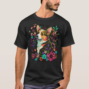 T-shirt Fleur mignonne été Floral Welsh Corgi 6