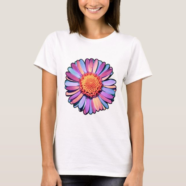 T-shirt Fleur mignonne violet rose bleu Boho Daisy Bisexua (Devant)