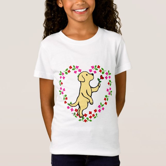T-Shirt Fleur minuscule jaune de coeur de Labrador (Devant)