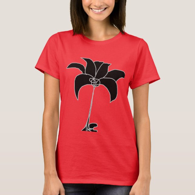 T-shirt Fleur noir rouge (Devant)