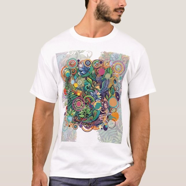 T-shirt Fleur non tamisée avec des accents circulaires (Devant)