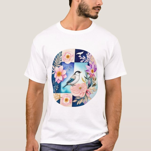T-shirt Fleur & Oiseau  (Devant)