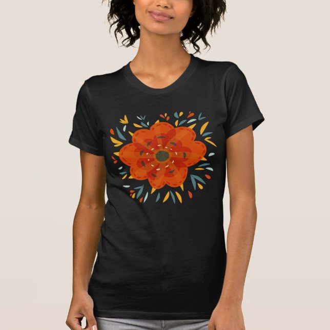 T-shirt Fleur orange lunatique décorative (Devant)