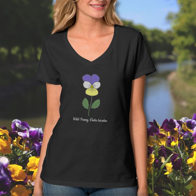 T-shirt Fleur pastel botanique sauvage de Pansy (Botanical Wild Pansy Flower T-Shirt)