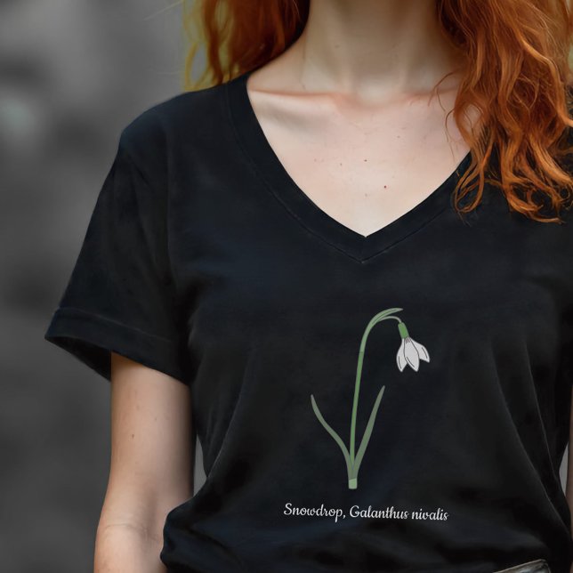 T-shirt Fleur pastel botanique Snowdrop (Botanical Snowdrop Flower Woman T-Shirt)