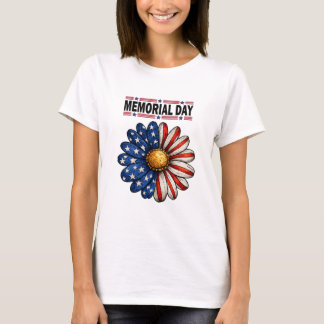 T-shirt Fleur patriotique de la fête des morts
