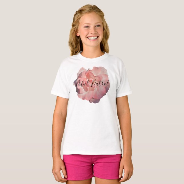T-shirt Fleur Pétale Patrol Blush Rose Floral Rose (Devant entier)