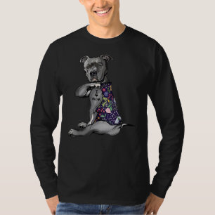 T-shirt Fleur Pitbull I Love Maman Pitbull Tattoo Mères D