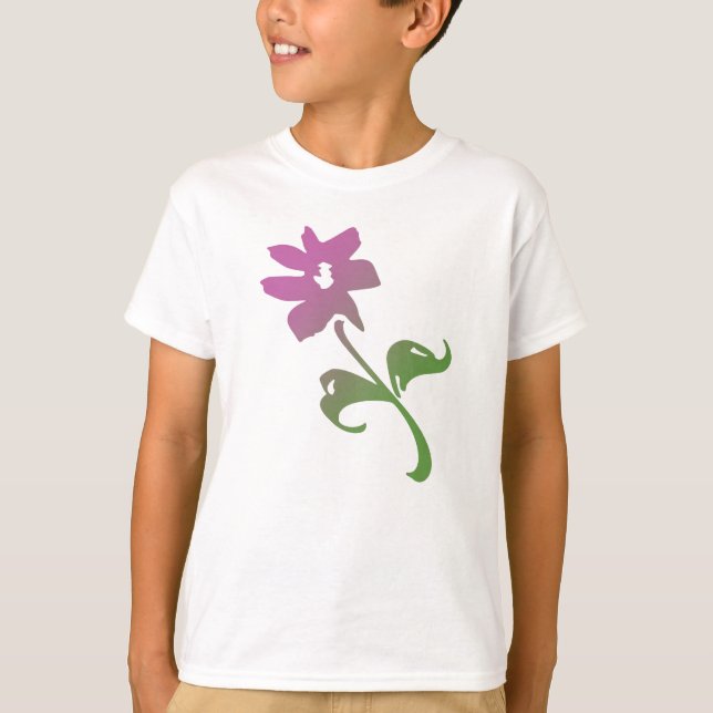 T-shirt Fleur poétique rose et verte (Devant)