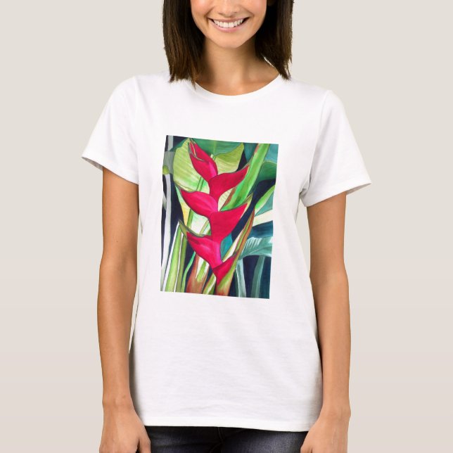 T-shirt Fleur pour aquarelle tropicale de griffe de homard (Devant)