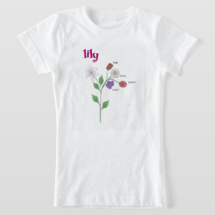 T-Shirt Fleur pour Fille au Nom de Lily
