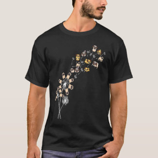 T-shirt Fleur Pug Chiens Dandelion Animal