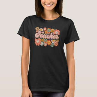 T-shirt Fleur Rétro Enseignant Vintage Retour à l'école Po