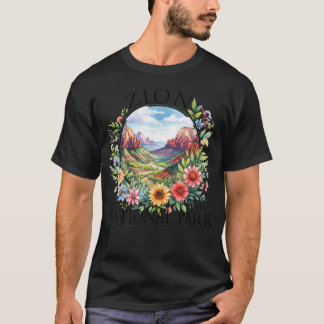 T-shirt Fleur Rétro Parc National de Zion Randonnée Campin